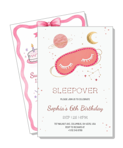pink sleepover birthday invitation design for girls template