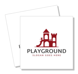 playground logo design with castle and slide icon template