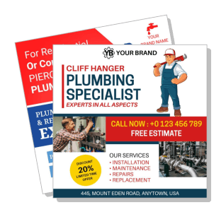 plumbing services promotion flyer discount and contact details template