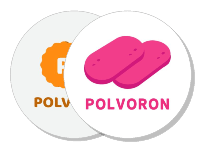 polvoron logo design with colorful cookie illustration template
