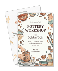 pottery workshop invitation creative design template