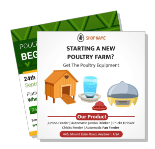 poultry farm startup equipment advertisement poster design template