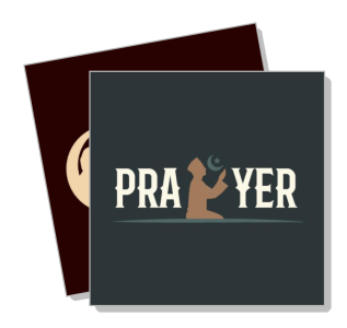 prayer meditative illustration with person kneeling crescent moon template