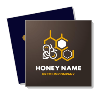 premium honey brand logo design with honeycomb and bee icon template