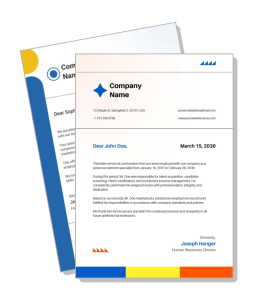 professional business letter template with colorful design