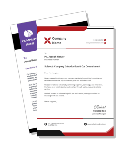 professional business letterhead design template with contact details and company logo