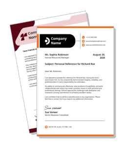 professional business letterhead template stack with contact information