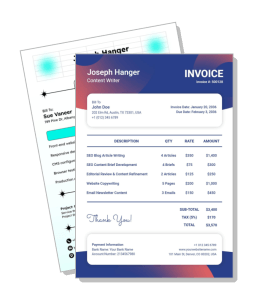 professional content writer invoice template design
