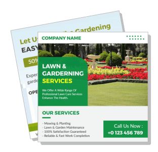 professional lawn and gardening services advertisement flyer design template