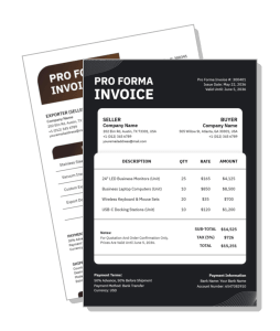 professional pro forma invoice template black and white design
