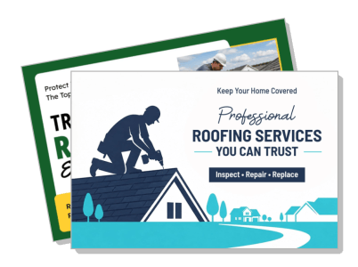 professional roofing services flyer design home repair inspect replace trustworthy template