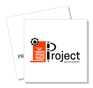 project management logo with gear pen and document design template