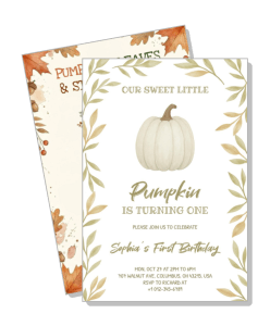 pumpkin themed first birthday invitation card design template