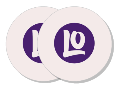 purple circular logo design on beige background template