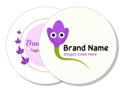 purple flower brand logo with customizable slogan and tagline template