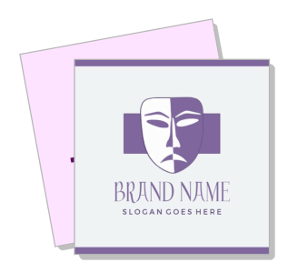 purple theater mask brand logo design sample template