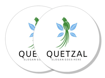 quetzal bird logo design with leaves and slogan placeholder template