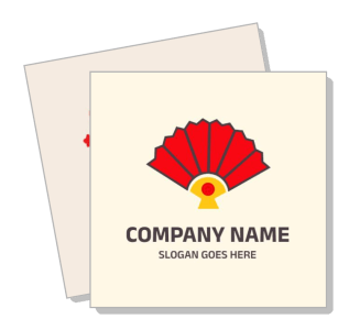 red fan logo business card design template