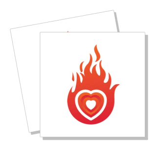 red flaming heart illustration on white background template