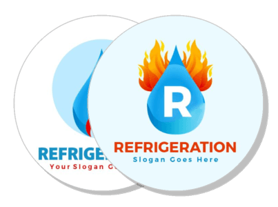 refrigeration logo design with flame water drop symbol template