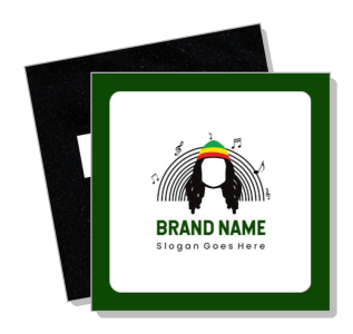 reggae music logo design with dreadlocks and musical notes template