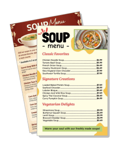 restaurant soup menu classic signature vegetarian options template