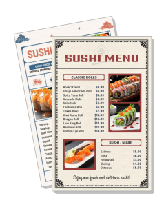 restaurant sushi menu classic rolls nigiri options template