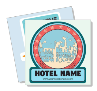 retro hotel poster logo design template with website placeholder