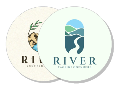 river themed logo design with nature elements and placeholder tagline template