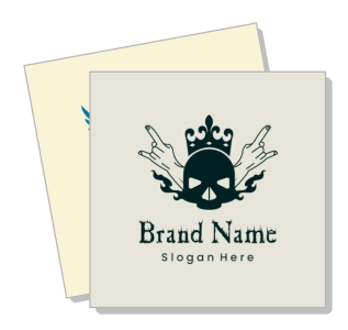 rock band logo template with skull and crown design