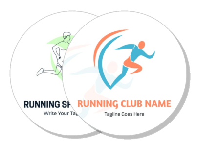 running club logo design with athletic theme and tagline placeholder template