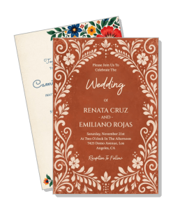 rustic bohemian wedding invitation card set with floral design and elegant patterns template