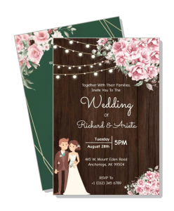 rustic floral wedding invitation card design template