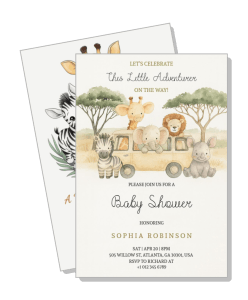 safari themed baby shower invitation animals jungle adventure template