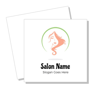 salon logo template with feminine character and green circle design