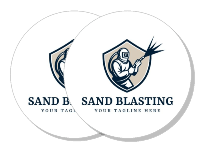 sand blasting service logo design with professional worker illustration template