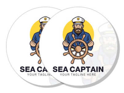 sea captain illustration with helm marine theme logo design template