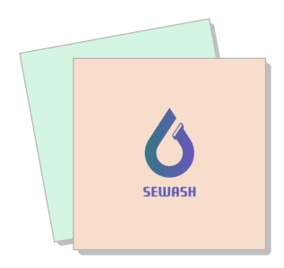 sewash logo design with gradient water drop on pastel background template