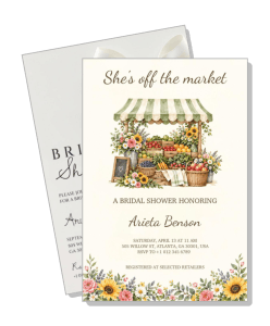 she is off the market bridal shower invitation garden theme floral design template