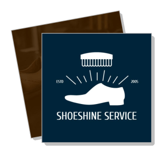 shoeshine service logo with brush and shoe icon template