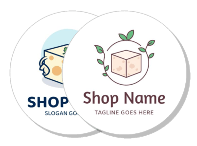shop logo template design with cheese and leaf motifs