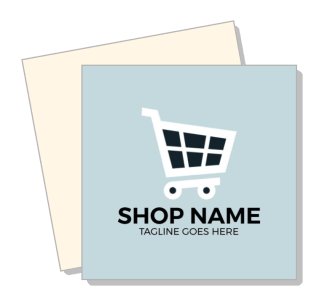 shopping cart logo design with placeholder text and tagline template