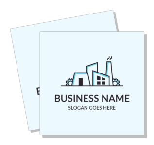 simple business name logo template with industrial building design