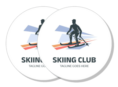 skiing club logo design with skier and dynamic lines template