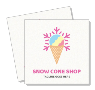 snow cone shop logo design with colorful ice cream cone template