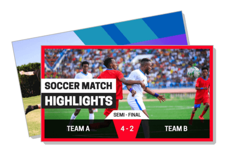 soccer match semi final highlights scoreboard team a vs team b jersey action template