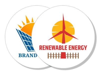 solar panel and wind turbine renewable energy logos template