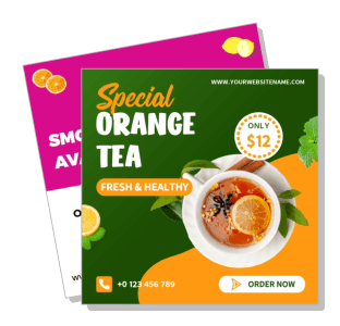 special orange tea advertisement fresh healthy offer template design