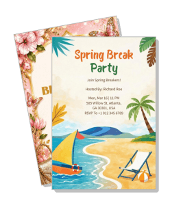 spring break party invitation beach theme design template