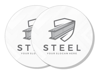 steel logo design template with slogan placeholder